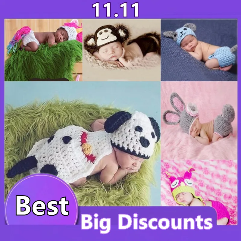 

9 Types Newborn Crochet Knit Photo Costume Baby Cartoon Photography Props Infant Cute Clothing Accessories