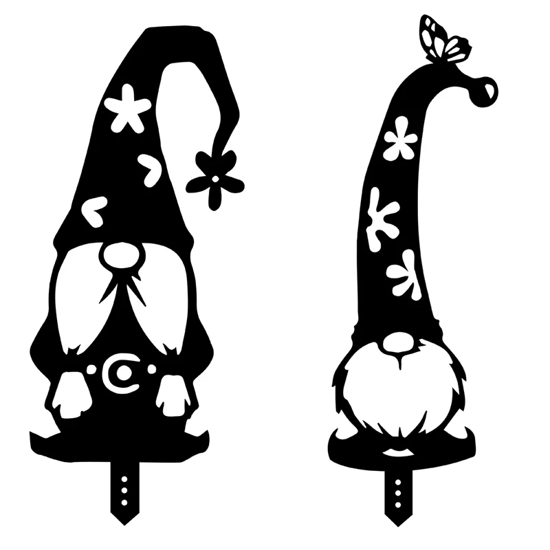 

2 шт. акриловые черные садовые украшения в виде сада «Санты», гномы, стоячий силуэт, Декор для дома, сада, заднего двора, газона, B & D