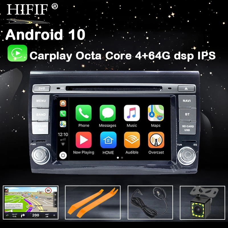 

4G+64G 8 CORE 2 Din Android 10 Car dvd multimedia player GPS audio For Fiat Bravo 2007-2012 Car radio Stereo obd2 dvr DSP IPS