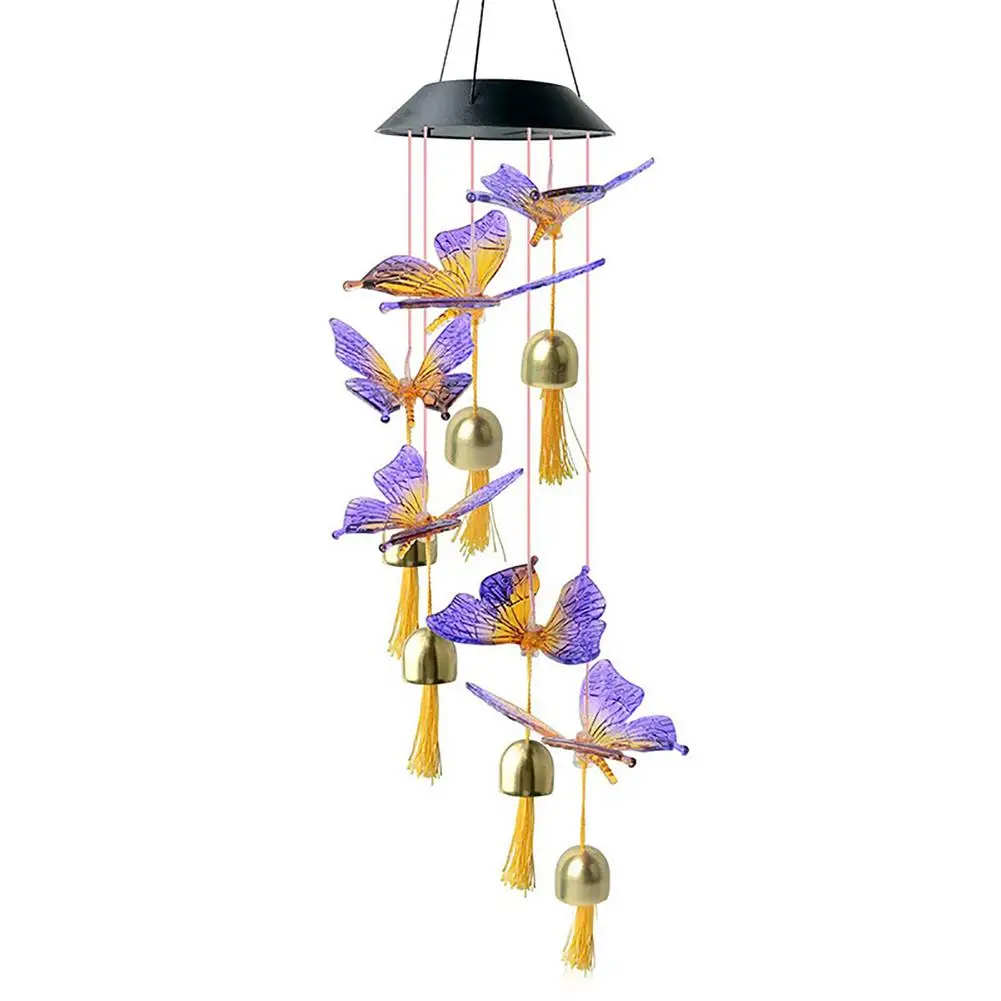 

Solar Wind Chime For Outside Color Changing Decorative Solar Light Solar Butterfly Wind Chimes With Bell With LED