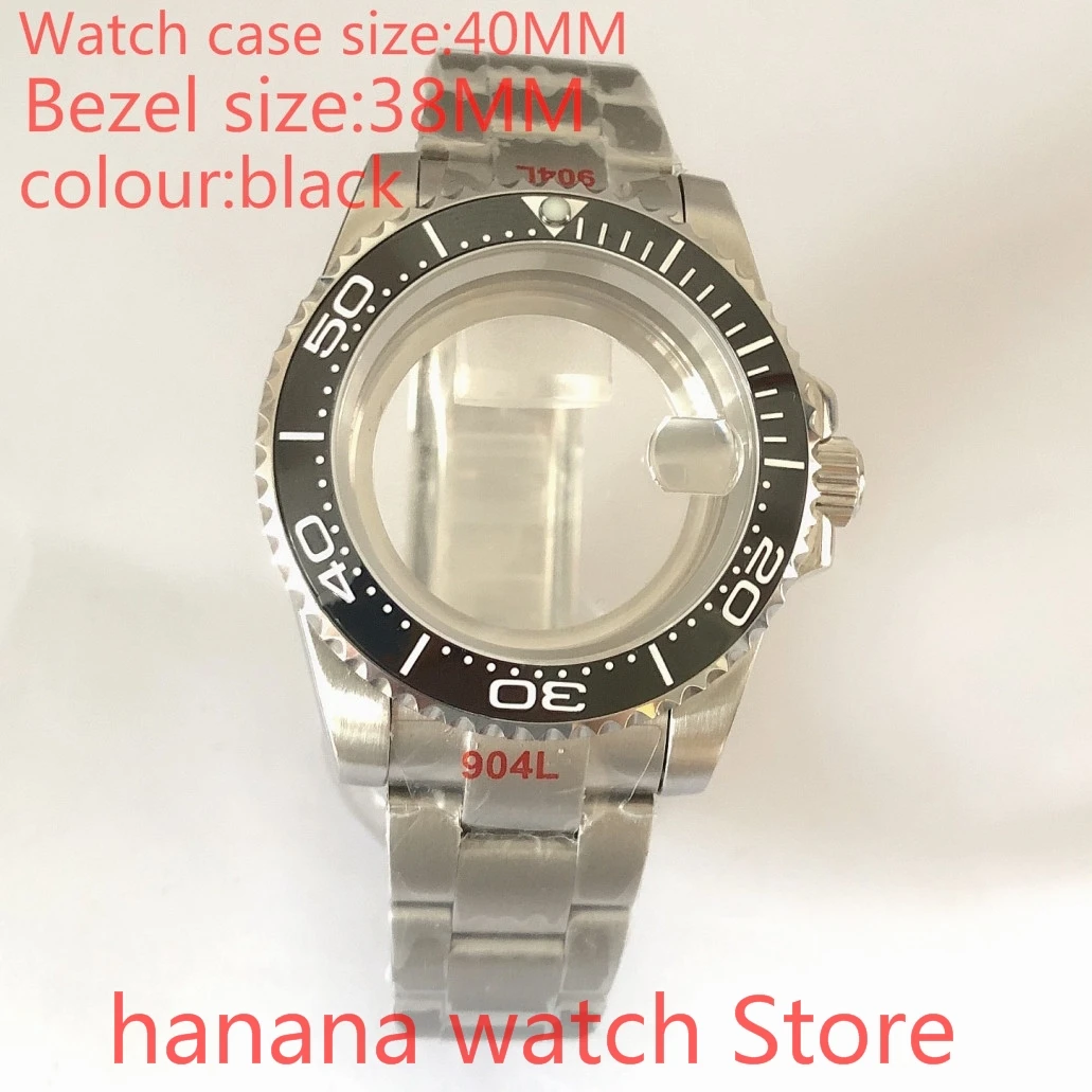 

Suitable for NH35 36 Mingzhu2813 Miyata automatic chain 40mm stainless steel case transparent cover rotating ceramic bezel black