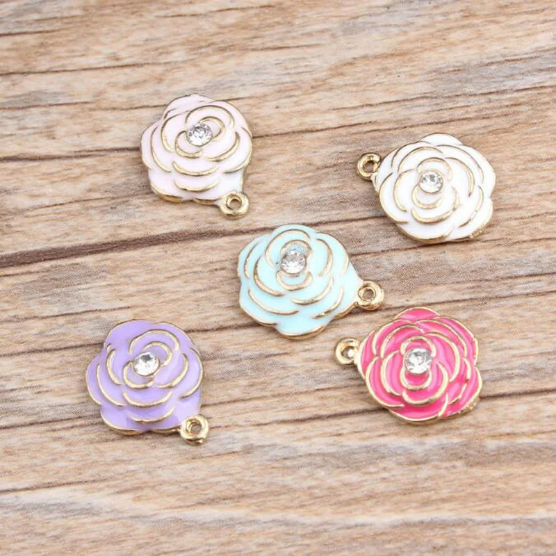 10 шт. эмалированные подвески в виде цветов|Шармы| |
