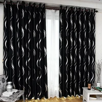 silver stripe curtain for living room bedroom blackout simple pastoral drapes js61c