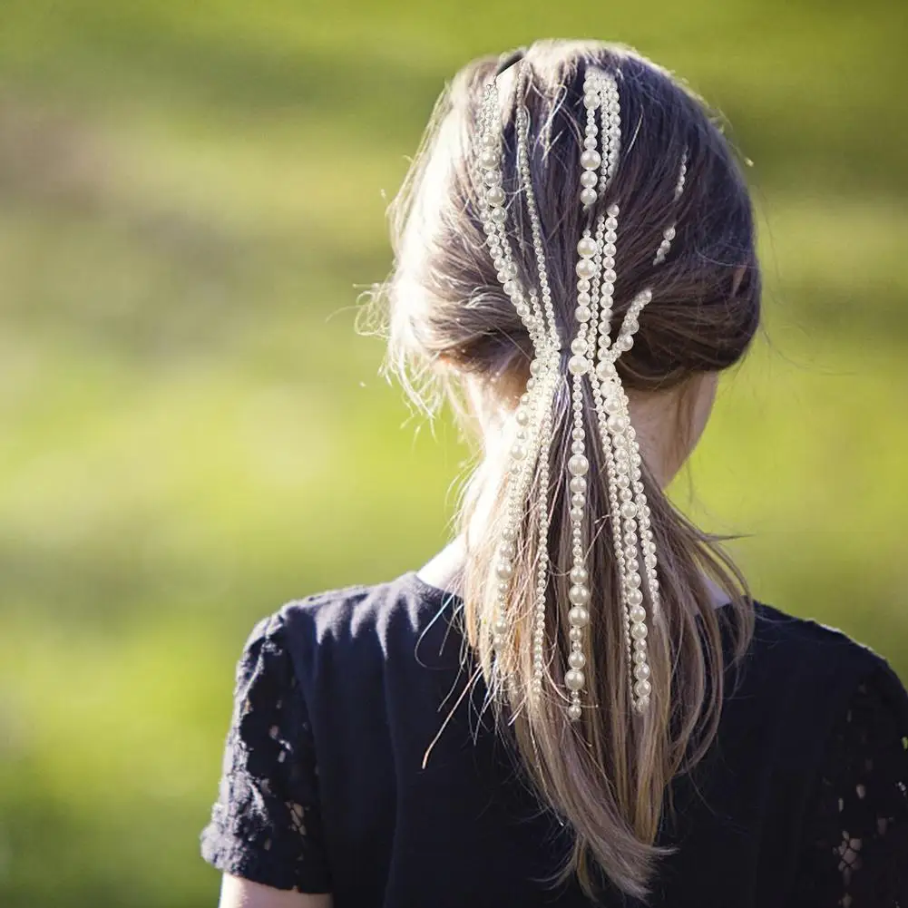 Популярные детские головные уборы имитация из пластика ABS жемчуга кисточкой