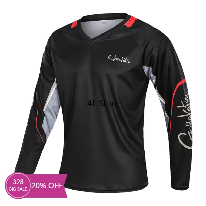 

NNew Gamakatsu Fishing Clothing Long Sleeve Camping Hiking T Shirt Anti UV Fishing Clothes Quick Drying Jerseys