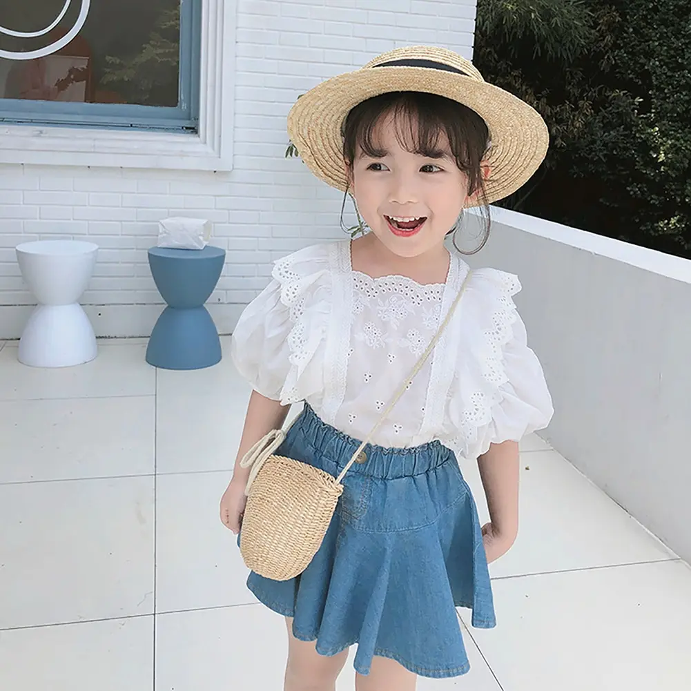 Летняя Повседневная джинсовая мини-юбка для маленьких девочек Вечерние