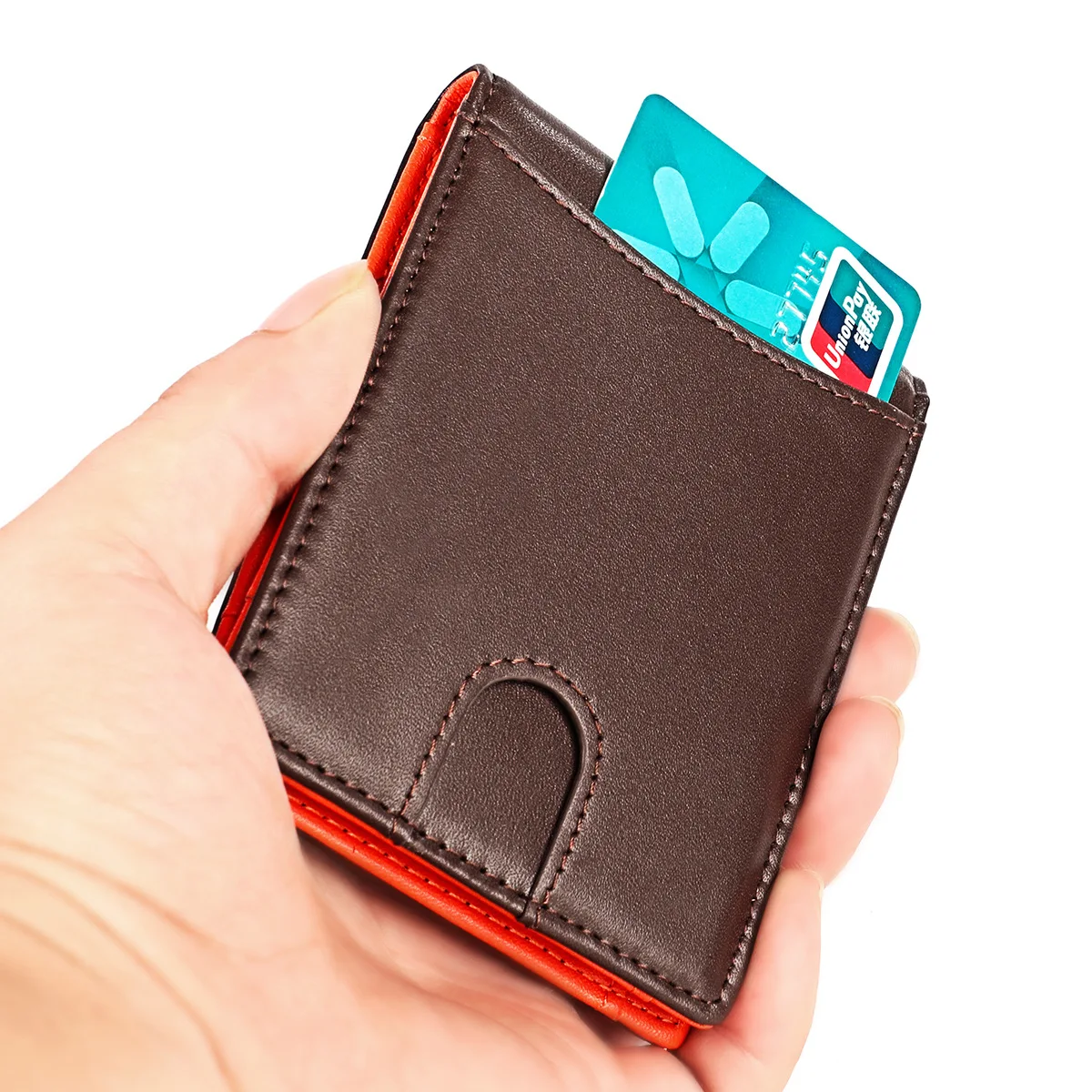 Baellerry мужской RFID натуральная кожа зажим для денег карта кошелек монета карман тонкий двойные денежный зажим держатель для денег мужской тонкий кошелек RFID
