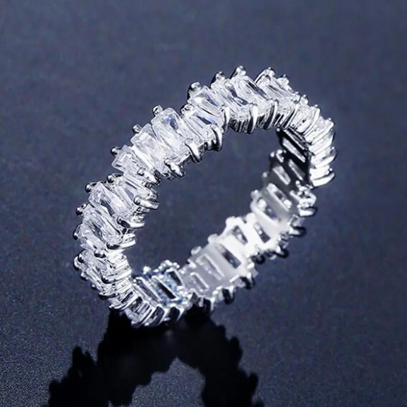 2021 Новое роскошное розовое золото серебряный цвет принцесса Вечность кольцо для