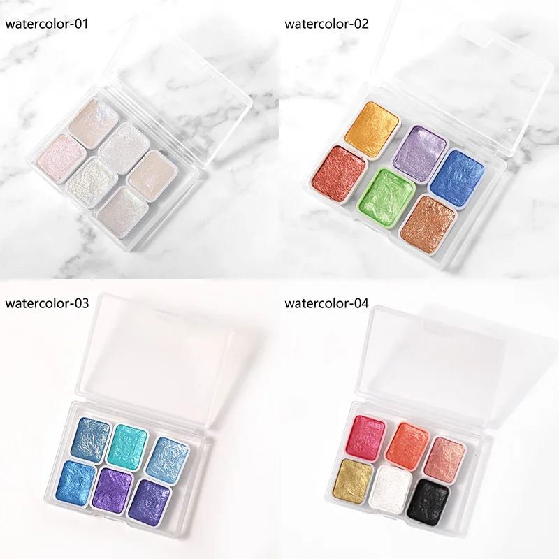 6Pcs/Set Nail Art Watercolor Pigment Magic Pearl Chrome Decor Metallic Paint Nails Solid Glitter Powder Polish Manicure Makeup - купить по
