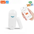 Умная дверная Магнитная сигнализация Tuya, сенсор для дверей и окон с Wi-Fi, система охранной сигнализации с защитой от кражи, бесшумная сигнализация