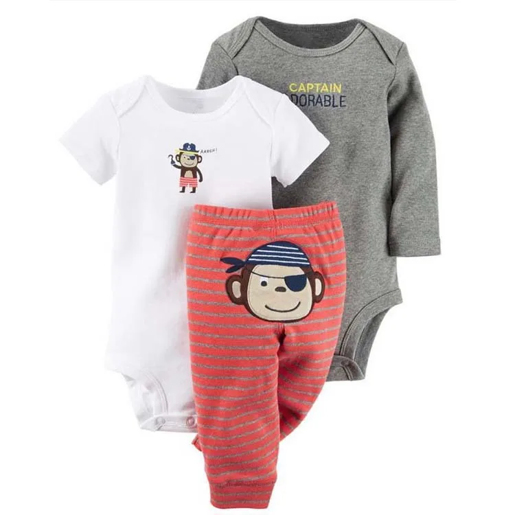 Детский хлопковый костюм с длинным рукавом круглым вырезом и штанами | Детская