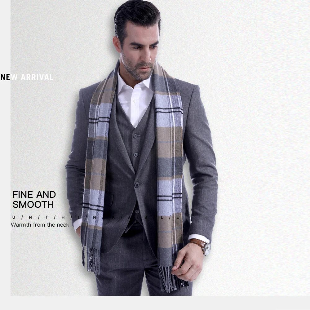 Fashion Men Scotland Soft Scarf Fine Thermal Wool Check Plaid Warm Winter Shawl Neck Wrap Long 190*30 cm |