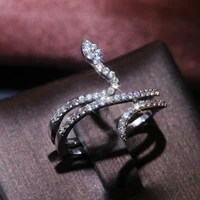 huitan delicate twine snake women ring silver color micro paved cz stone funny dancing party cool daily accessories new fashion