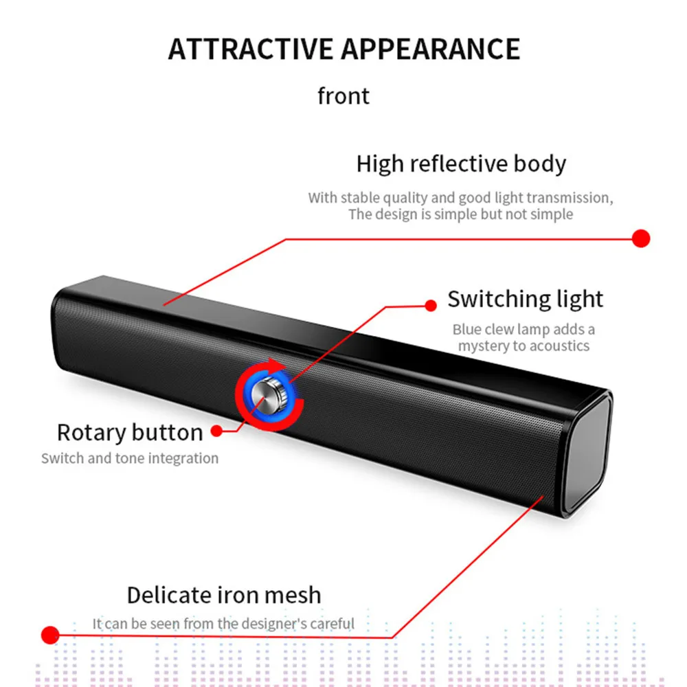 ТВ Колонка Беспроводная Bluetooth Колонка портативный музыкальный плеер стерео Бас Звук Объемный домашний кинотеатр звуковая система полоска динамик