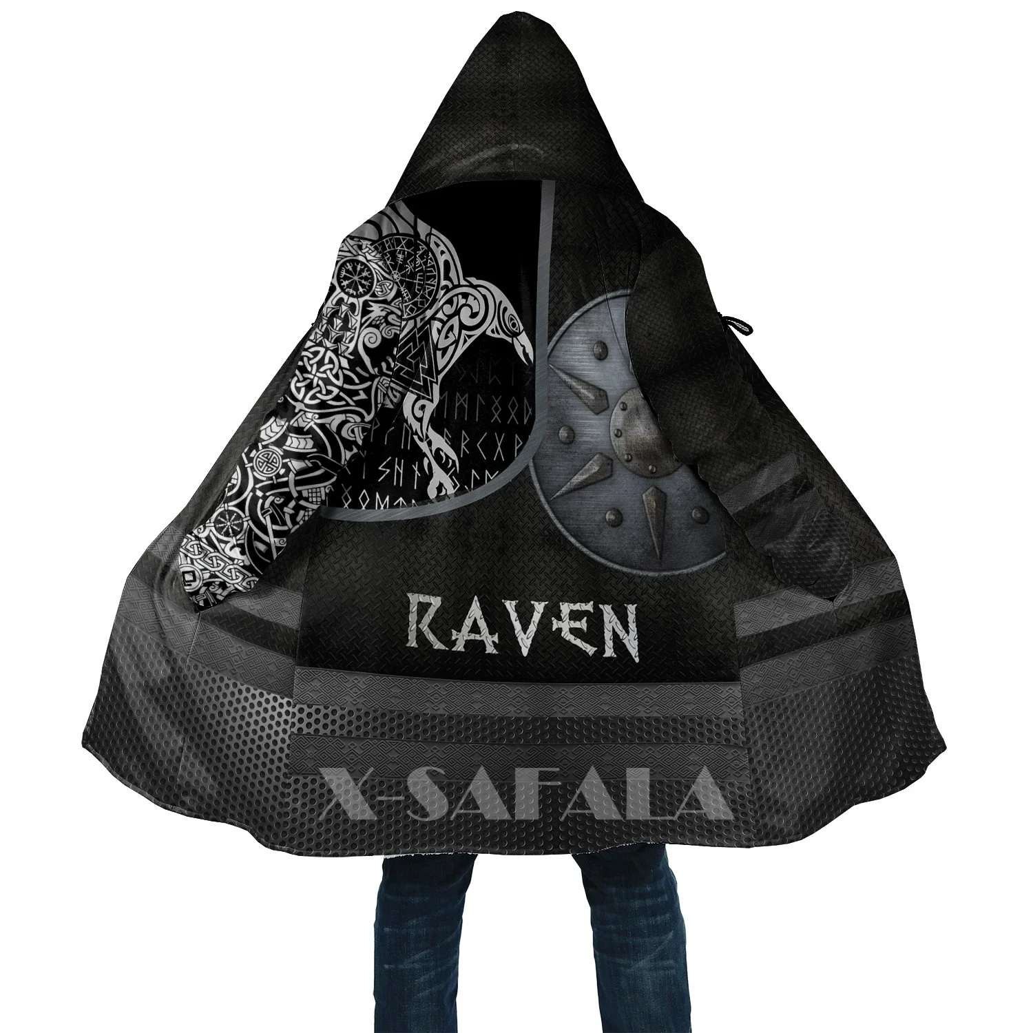 

Viking Style Armor Raven Tattoo 3D Printed Hoodie Long Duffle Coat Hooded Blanket Cloak Thick Jacket Cotton Pullovers Dunnes