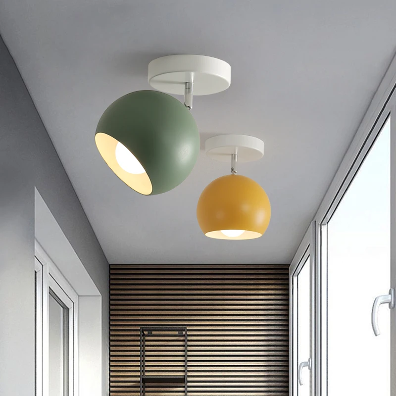 Macarons Ceiling Lamp Nordic Minimalist Round E27 LED Corridor colorful Porch Staircase Aisle color Wrought Iron Home Lighting | Освещение