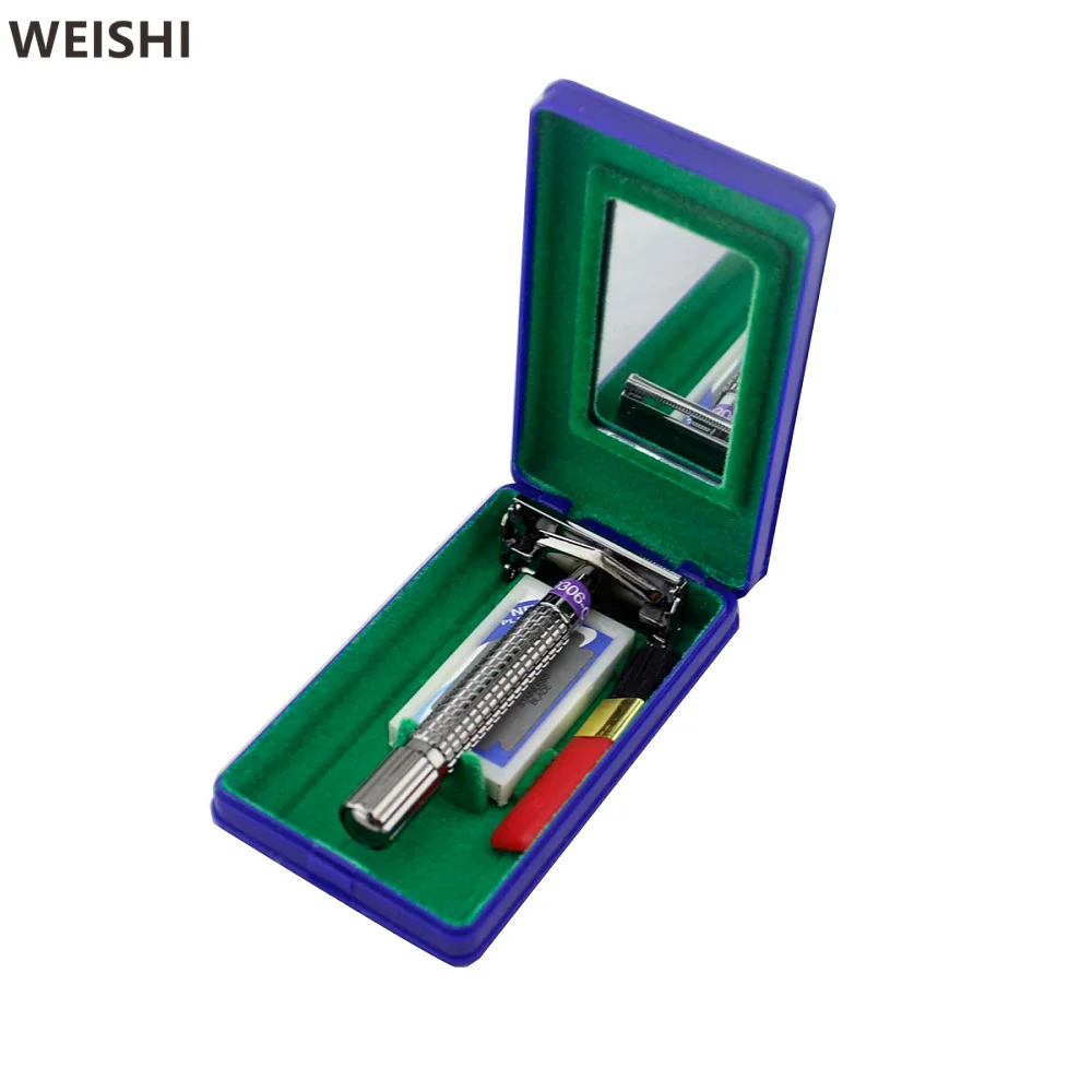WEISHI 9306 Double Edge  Safety Razor  Men Manual Shaver  with Travel Plastic Case