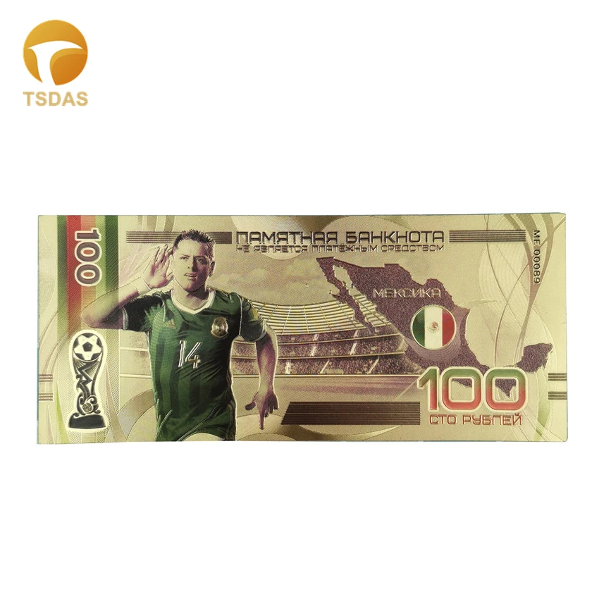 Футбольная банкнота в 24 к позолоченные поддельные деньги для сбора и подарка 100