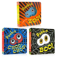 3 bookset peek a zoo boo flip books story picture books learning toys kid early education book baby cardboard book