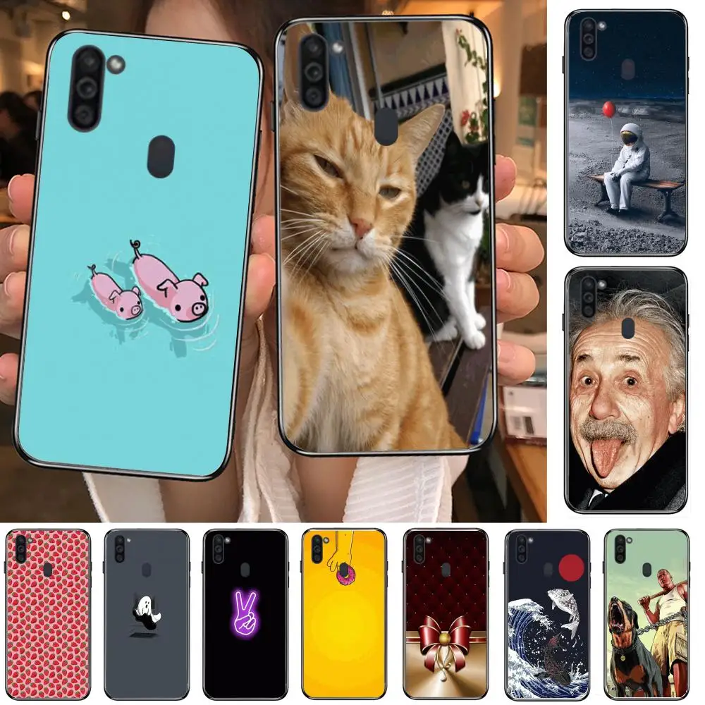 

Fall prevention Mobile Phone Case Hull For Samsung Galaxy M 10 20 21 31 30 60S 31S Black Shell Art Cell Cover TPU