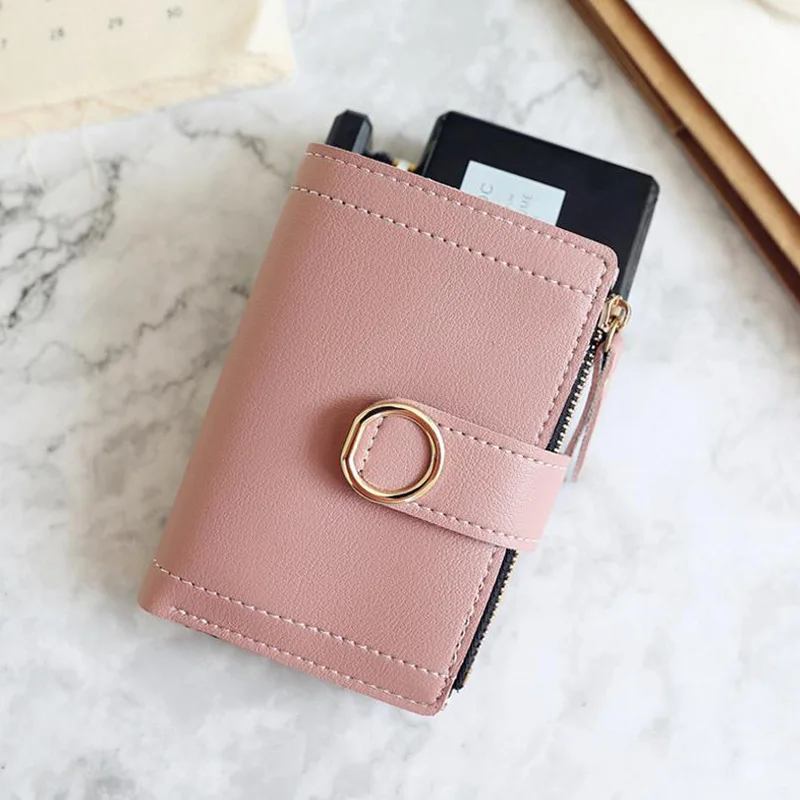 Deep Pink Women Wallets Small Fashion Brand Leather Purse Ladies Card Bag For Women Clutch Women Female Purse Money Clip Wallet - Цвет: Deep Pink