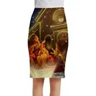 Женская рождественская юбка KYKU, трикотажная юбка с 3D-принтом Иисуса, для офиса и вечеринок, с цветочным принтом