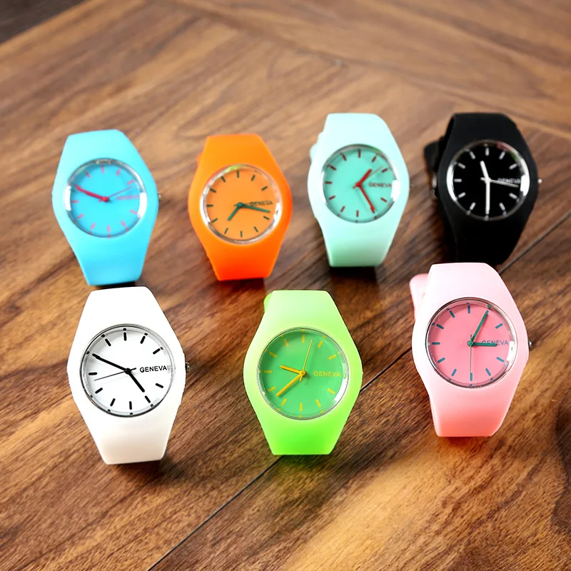 Thin Geneva Candy Color Silicone Watch Free Dresses for Women Student Jelly Casual Men Gift Simple Relojes Para Mujer Наручные часы