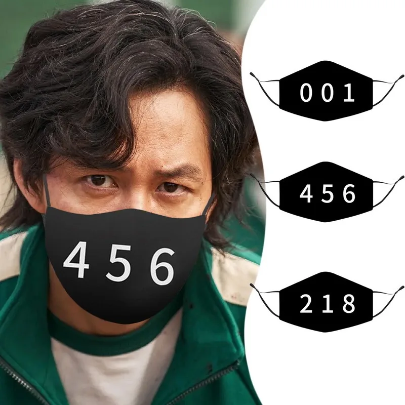 Squid Game Print Masks Cotton Unisex Halloween Mask Masquerade Party Role Play Props Glod Triangle Square Circle Face Mask