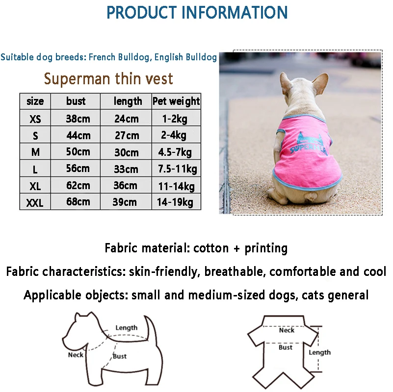 

Pet Dog Vest Clothes Summer Pet Dog Costume Pugs Yingdou Corgi T-shirt Korean Spring and Summer Clothing for Dogs