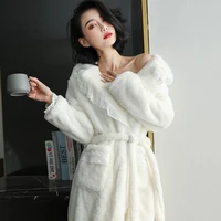 coral velvet winter pajamas nightgown womens new winter long sexy thickened plush autumn and winter sleepwear women
