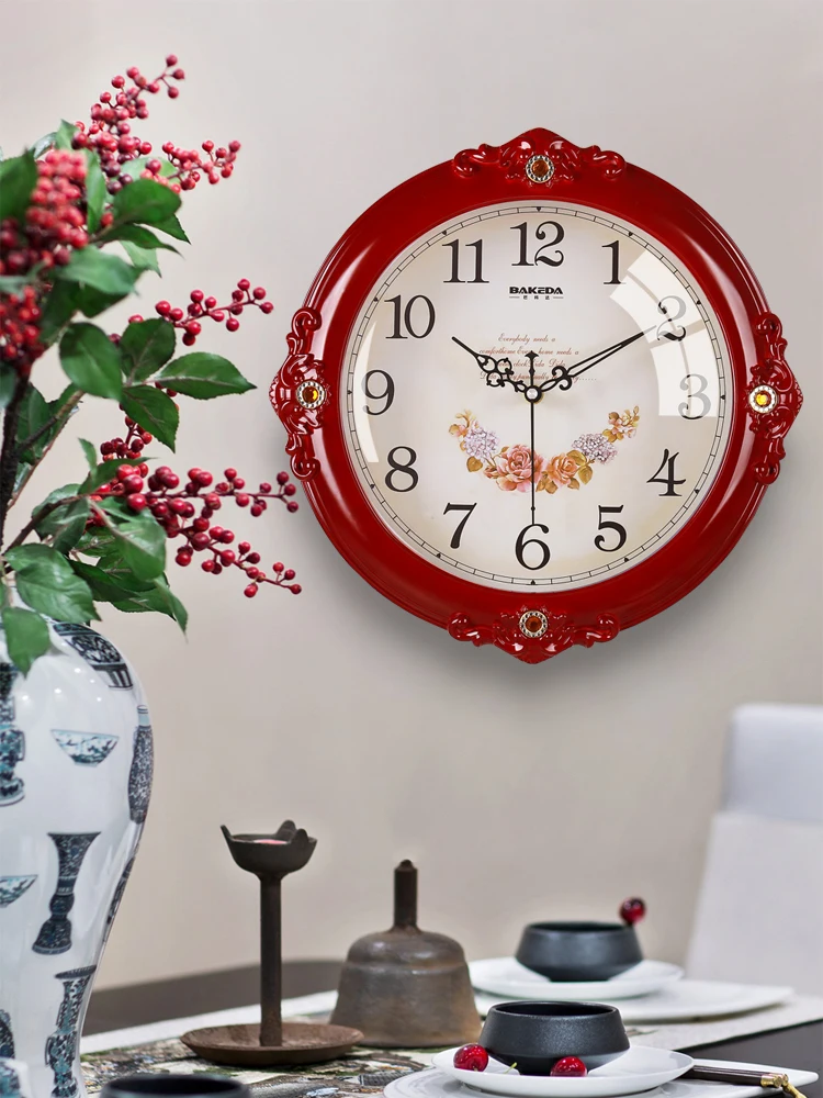 

European Style Vintage Wall Clock Silent Digital Retro Creative Living Room Watch Home Reloj De Pared Bedroom Clocks KK60WC