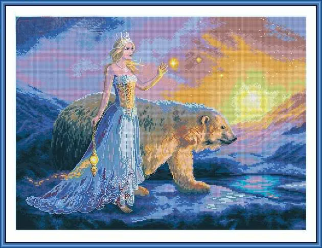 

Dim 35291-ice queen and polar bear Counted Cross Stitch 11CT 14CT 18CT DIY Cross Stitch Kits Embroidery Needlework Sets