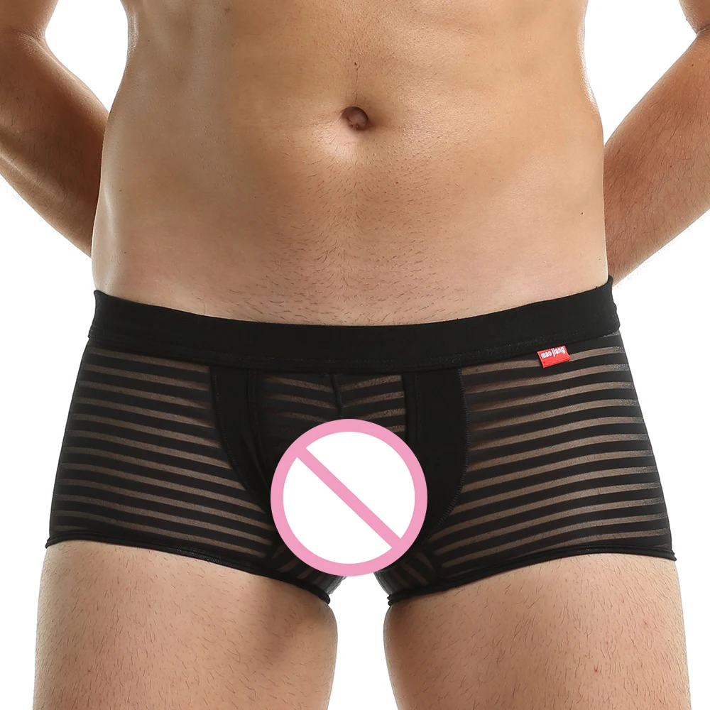 Женское нижнее белье с карманом для пениса тонкие прозрачные трусики в полоску