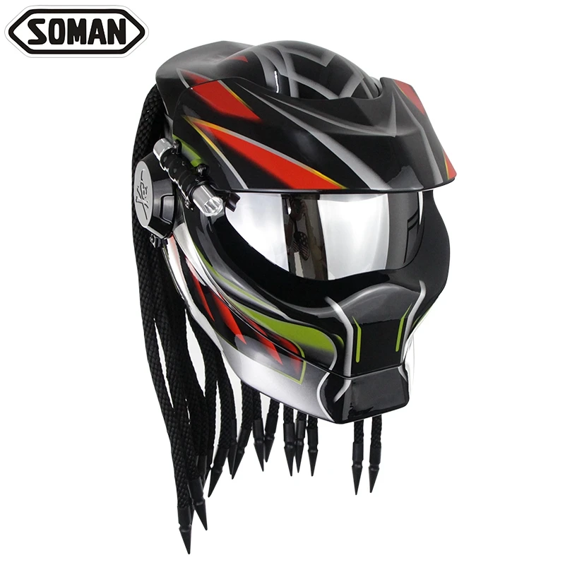 Шлем хищника SOMAN мотоциклетная маска с полным лицом стекловолоконная Casco verспа Alien