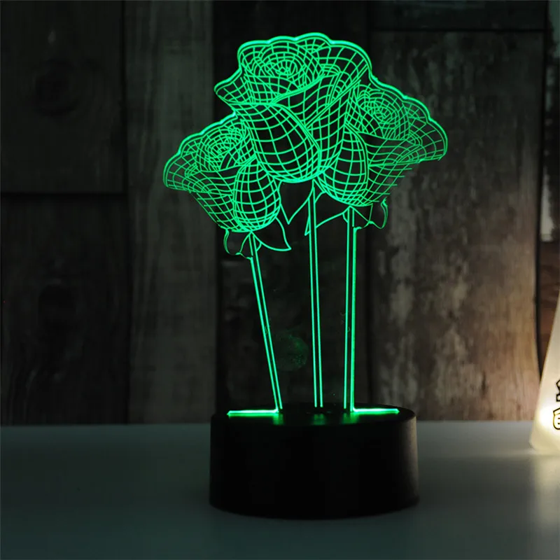 День Святого Валентина подарок для подруги 7 цветов изменения 3D голограмма Роза