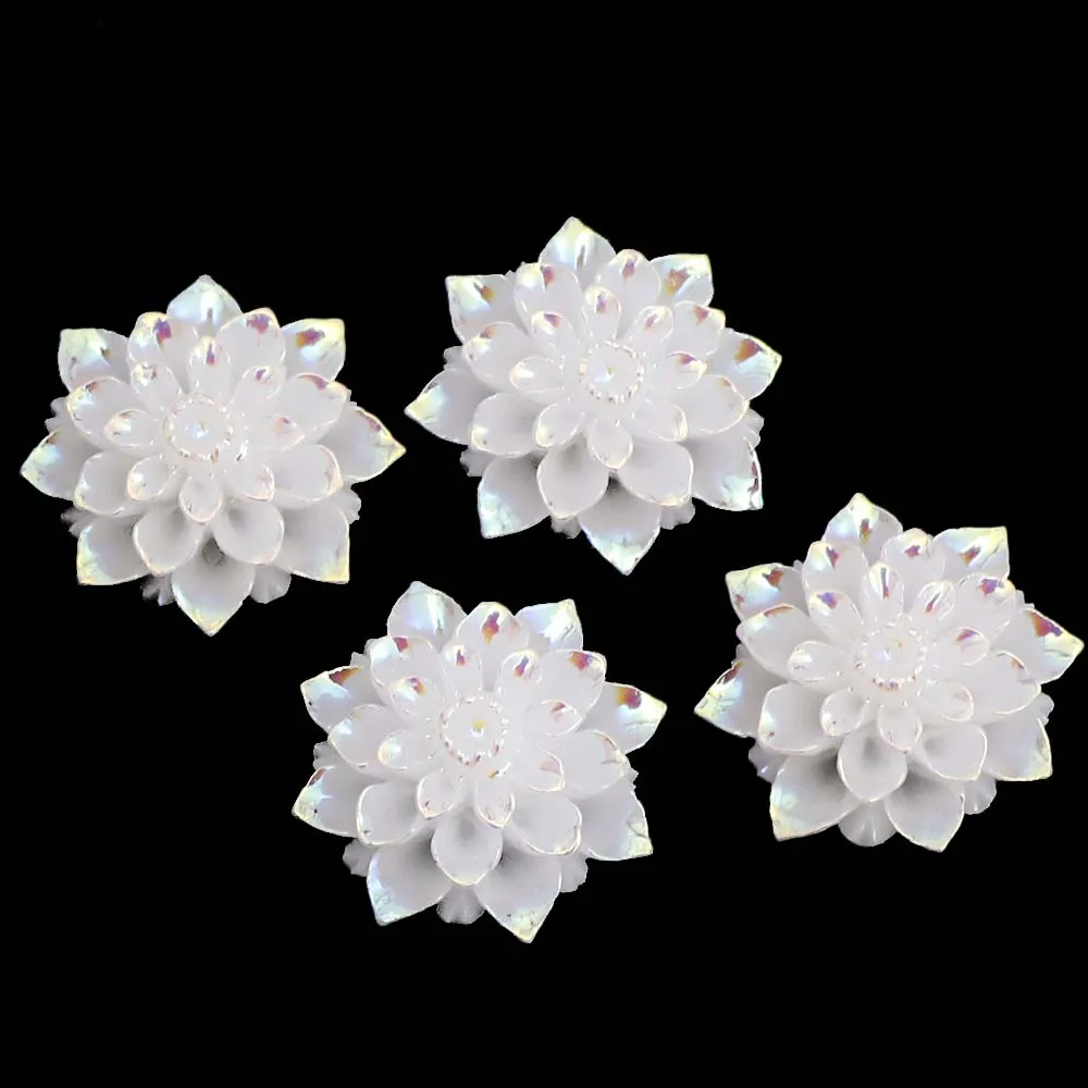 10 шт. выпуклые круглые серьги с белым лотосом | Дом и сад