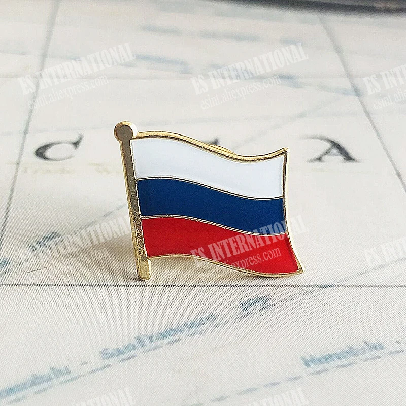 

Russia National Flag Crystal Epoxy Metal Enamel Badge Brooch Collection Souvenir Gifts Lapel Pins Accessories Size1.6*1.9cm