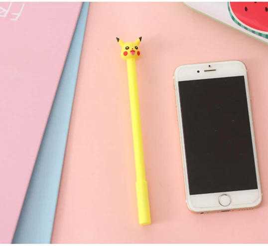 Pikachu Гелевая ручка Kawaii, Корея, креативная, плюшевая, с ушками кролика, гелевая ручка, милый кролик, ручка для подписи, кавайные канцелярские школьные принадлежности, обратно в школу - Цвет: Pikachu