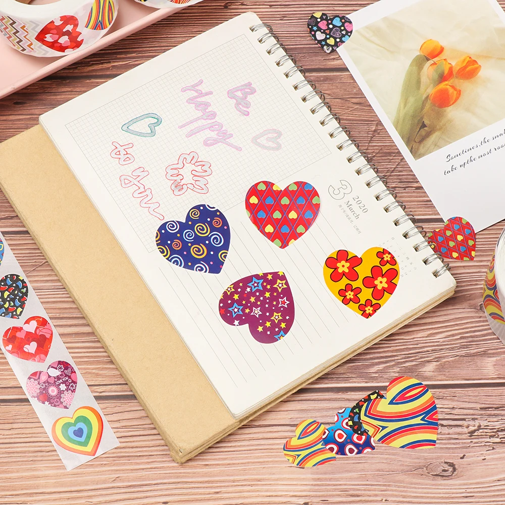 500 шт./рулон любящее сердце круглые Стикеры Скрапбукинг посылка подарочная