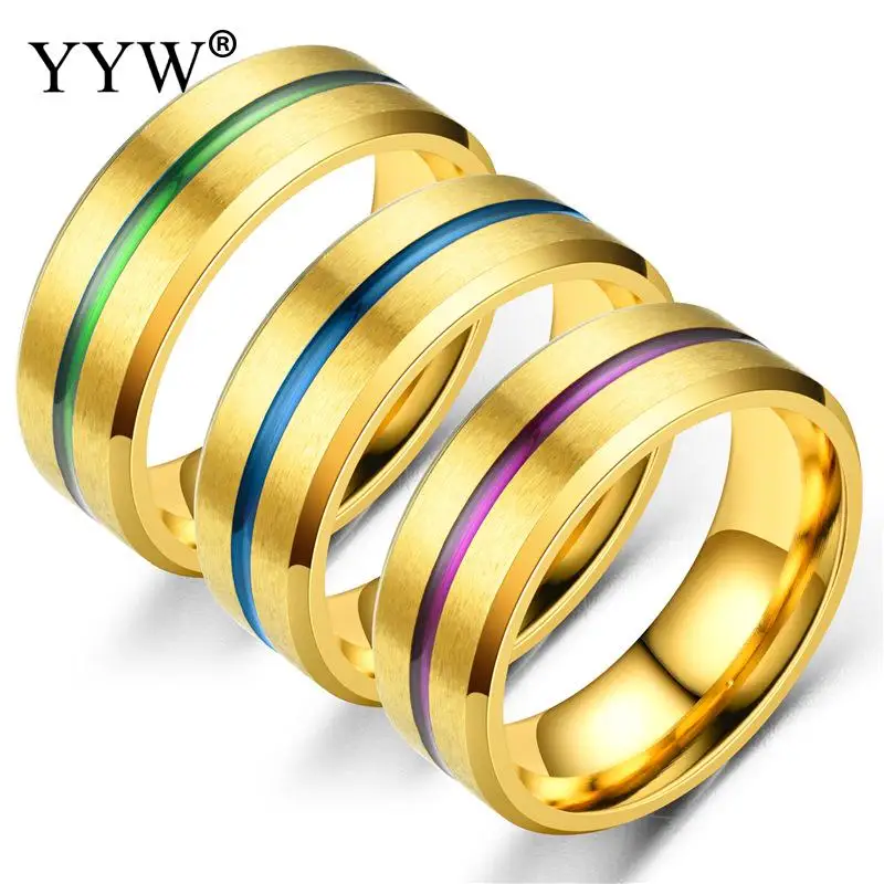 Мужское гладкое кольцо на палец из нержавеющей стали золотого цвета 2019|Кольца| |