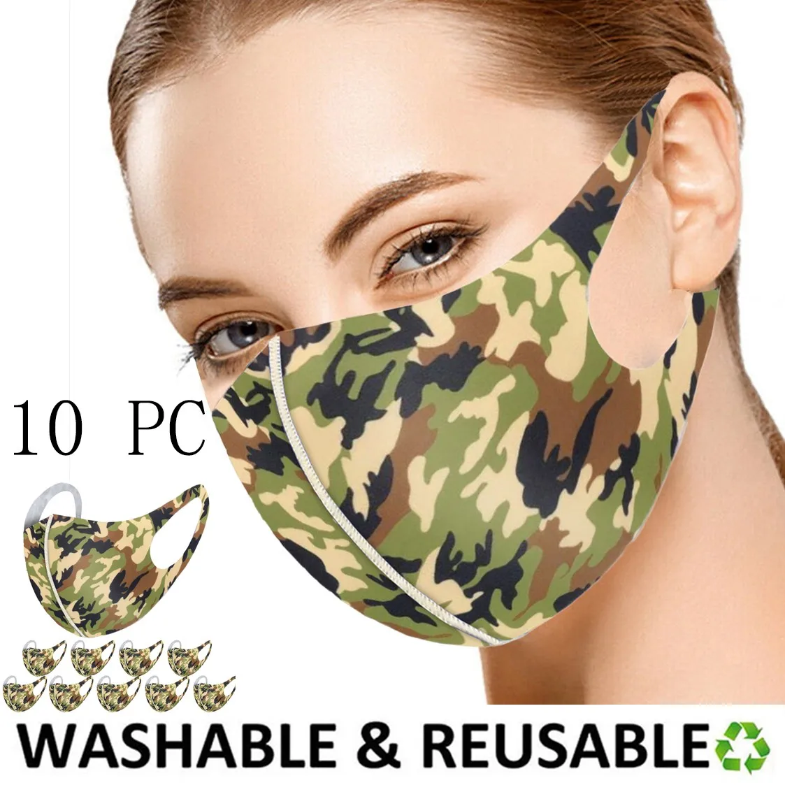 10 шт. Камуфляж для лица маска mascarillas модный дизайн спортивная многоразовая