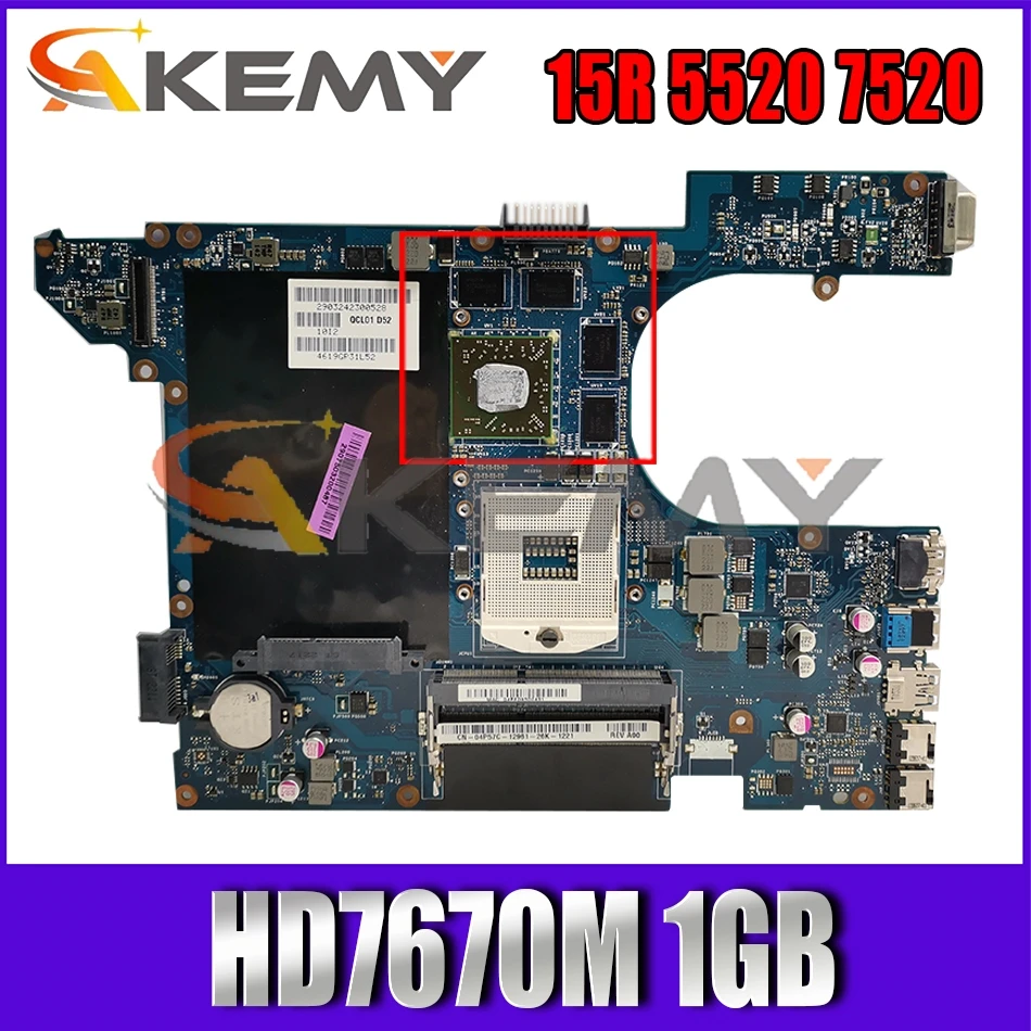 

Материнская плата для ноутбука DELL Inspiron 15R CN-06D5DG LA-8241P, материнская плата с разъемом HD7670M 1 ГБ 5520, тест ОК, 5520, 06D5DG QCL00 7520 100%