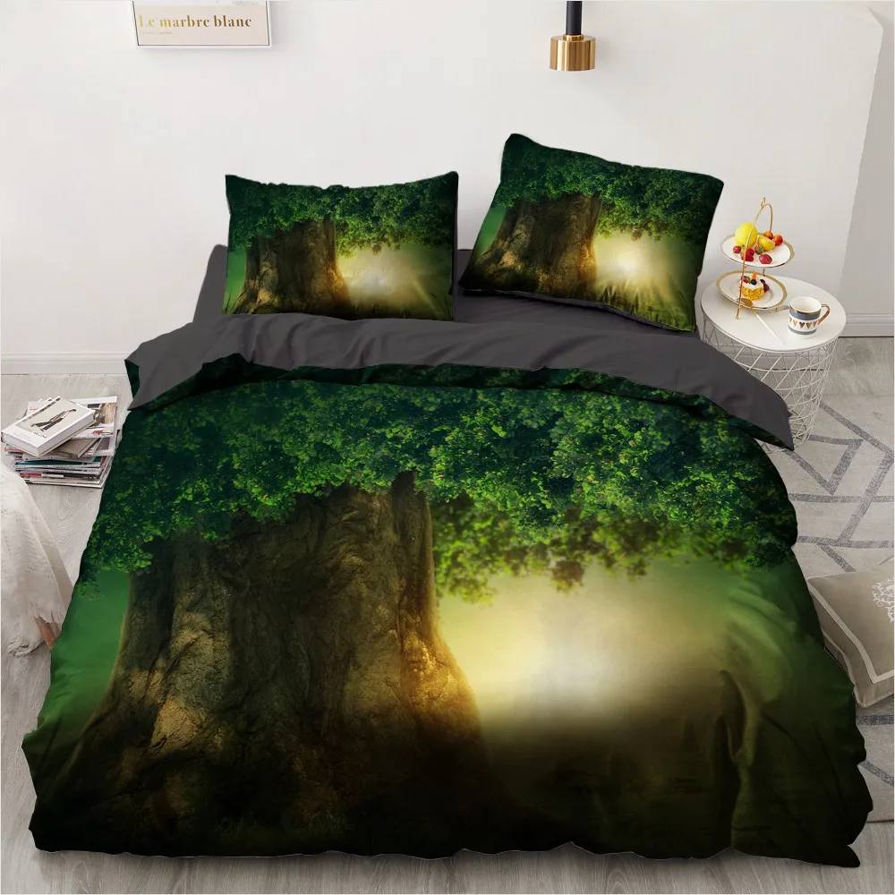 

3D Forest Beddings Custom Design Black Quilt Cover Sets Modern Comforther Cases Pillow Covers Full King Queen Single Twin Size