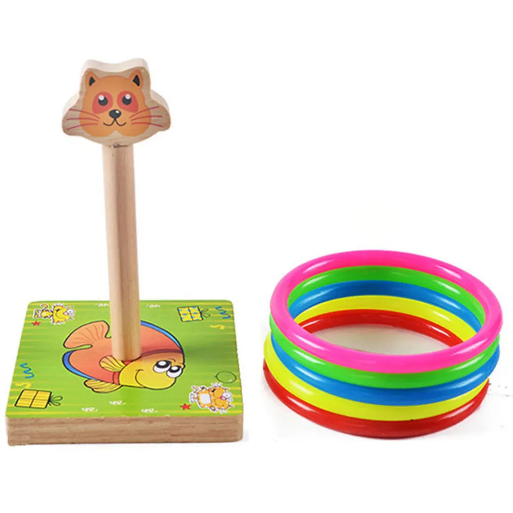 

6pcs Wooden Animal Throwing Ring Invigorating Intellectual Funny Circle Game Toys Educational Toys Gift for Kids (Random Style)