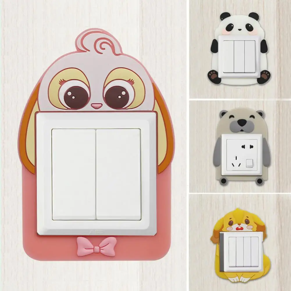 

5 Styles Good Luminous Socket Sticker Decor Lightweight Outlet Cover Punch Free for Household