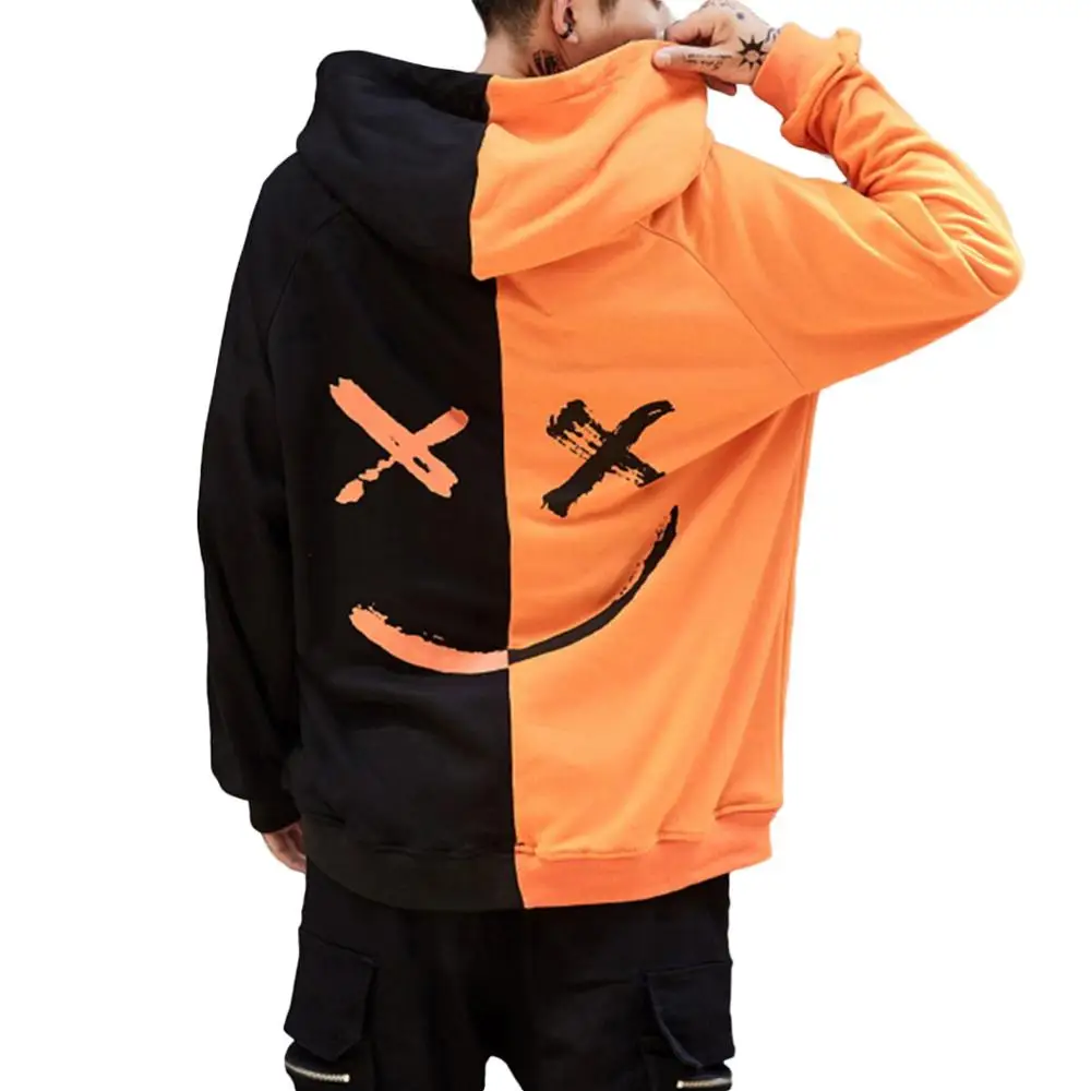 

Harajuku Men Hoodies 2020 Fashion Smile Printed Hooded Sweatshirt Hip Hop Streetwear Male Loose Hoodie Pullover Clothes