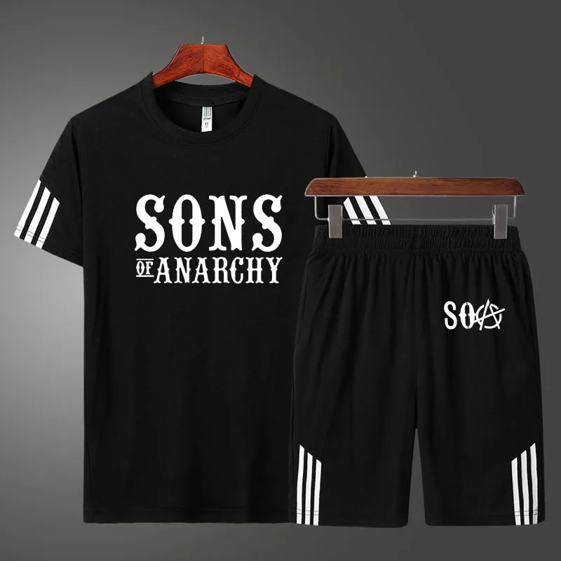 

Мужская хлопковая футболка с коротким рукавом и шорты, комплект из двух предметов, высокого качества, лето 2021