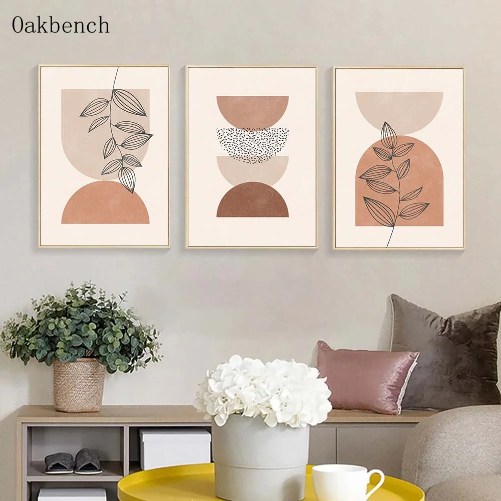 

Geometric Canvas Poster Abstract Prints Boho Painting Leaf Posters And Prints Nordic Wall Art Picture For Living Room Decoration