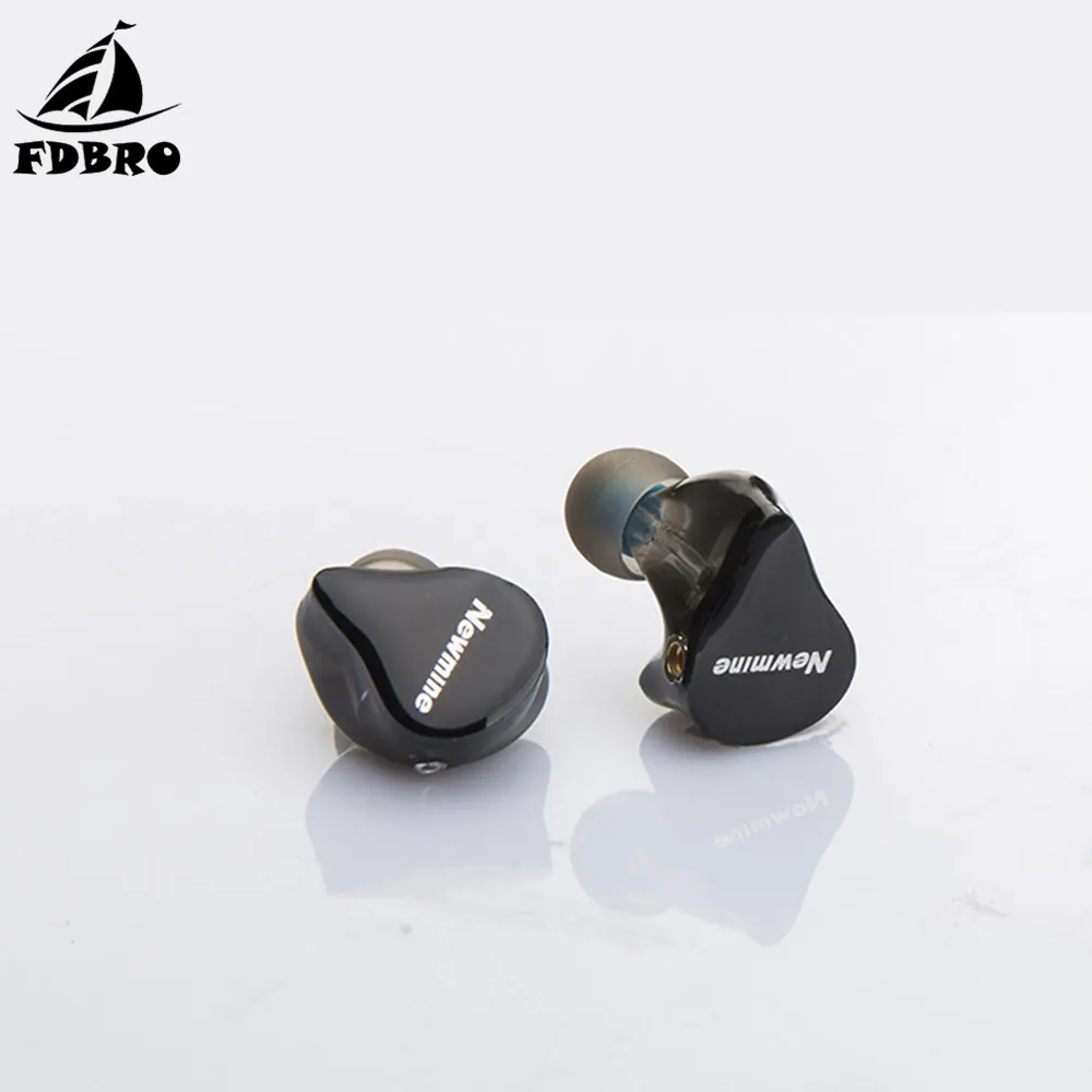 black with cable FDBRO наушники-вкладыши, полимерные наушники, комбинированные мембранные Hifi наушники, стерео монитор, Спортивная гарнитура, сменный кабель 3,5 мм MMCX - Цвет: black with cable