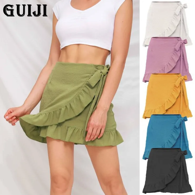 

[Guiji】ready Stock 2021 Новый дизайн женские юбки Harajuku однотонные с молнией юбки из пузырчатой ткани женские свободные